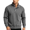 thumbnail image 4 of Xdegoge Mens Henley Shirts Long Sleeve Button Down Mock Neck Pullover Sweatshirts Casual Slim Fit Athletic Activewear Tops for Fall Winter Classic Basic Loungewear, 4 of 7