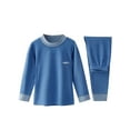 thumbnail image 2 of Raenseen Kids Thermal Underwear Set Girls Boys Warm Long Sleeve Undershirt Tops Fleece Leggings Long Blue 160, 2 of 7