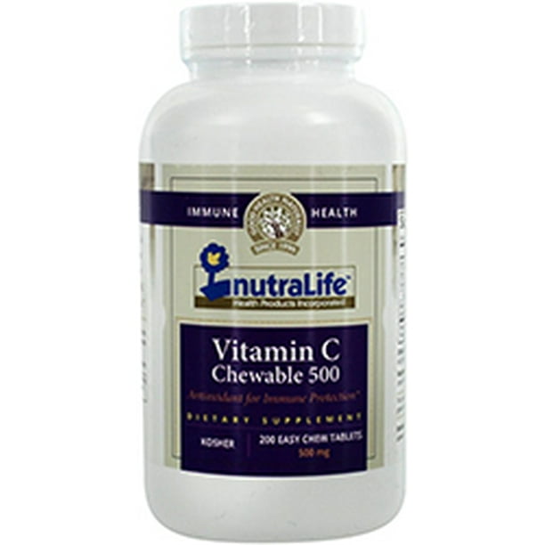 NutraLife Kosher Vitamin C 500 MG Chewable Orange Flavor 200 Tablets