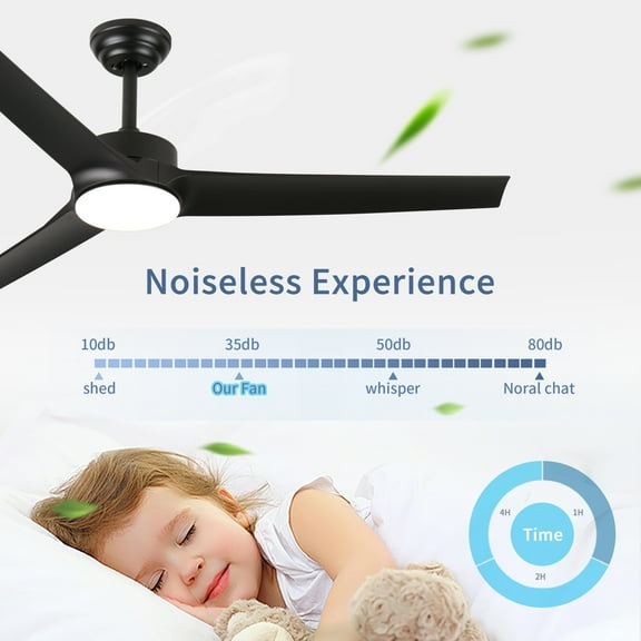 Ceiling Fans 52 Inch black Ceiling Fan with light, Ceiling Fan with 3 Reversible Blades, 2 Downrods, 6-Speed Remote Control,Table Fans