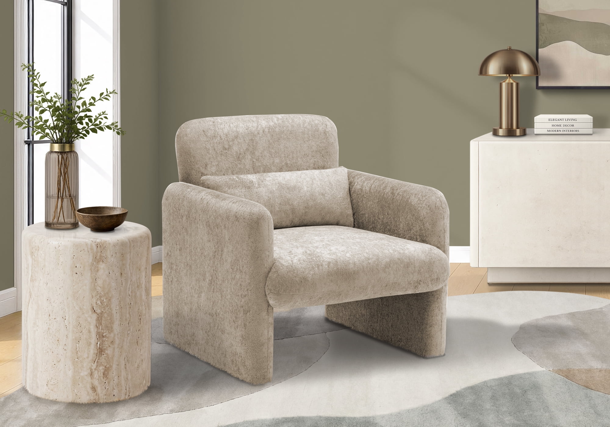 Monarch Specialties - I 8026 Accent Chair, 31"H, Upholstered, Bedroom, Light Brown Fabric