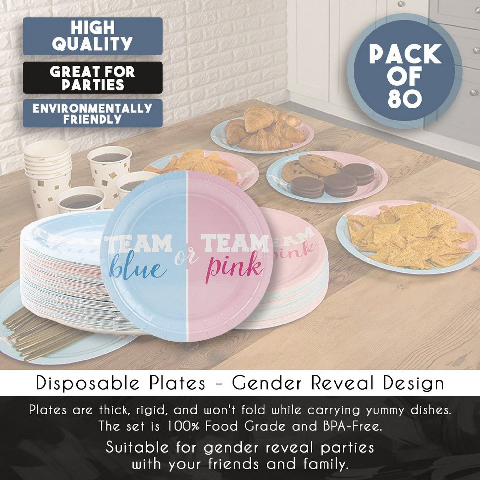 80 Count Gender Reveal Party Paper Plates 9 Team Blue Or Team Pink Design Favors Decorations Disposable Lunch Dinner Dessert Plates Paper Party Supplies For Baby Shower Walmart Com Walmart Com