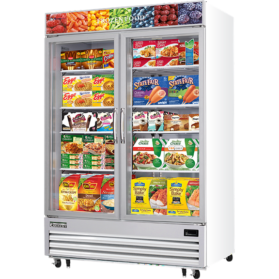 Everest Refrigeration EMGF48 54-3/4' Double Swing Glass Door Reach-in Merchandiser Freezer, 48-Cubic Feet, NSF