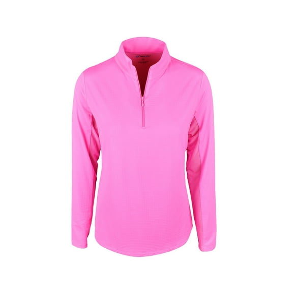 IBKUL Golf Ladies Solid Long Sleeve Mock Hot Pink Extra Large
