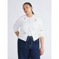 thumbnail image 2 of Free Assembly Women's and Women's Plus Embroidered Shrunken Cardigan Sweater, Sizes XS-4X, 2 of 6