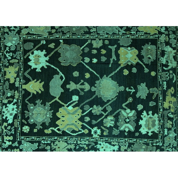 Ahgly Company Indoor Rectangle Abstract Turquoise Blue Modern Area Rugs, 8' x 12'