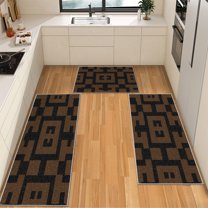 IsecretJoy Washable Kitchen Rugs Sets of 3, Non Slip Kitchen Mats for Floor Waterproof & Stain Resistant Runner Rug for Kitchen, Laundry Room, Hallway