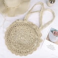 thumbnail image 1 of Bolso redondo de paja para mujer, bolso de playa de verano, bandolera de ganchillo con bolso de estilo bohemio tejido para vacaciones, viajes, compras y uso diario JFHHH pequeña, 1 of 5