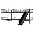 thumbnail image 5 of Euroco Modern Metal Twin L-Shaped Quadruple Bunk Bed for Kids Teens Bedroom, 4-in-1 Beds with Slide, 4 Twin Beds, Black, 5 of 11