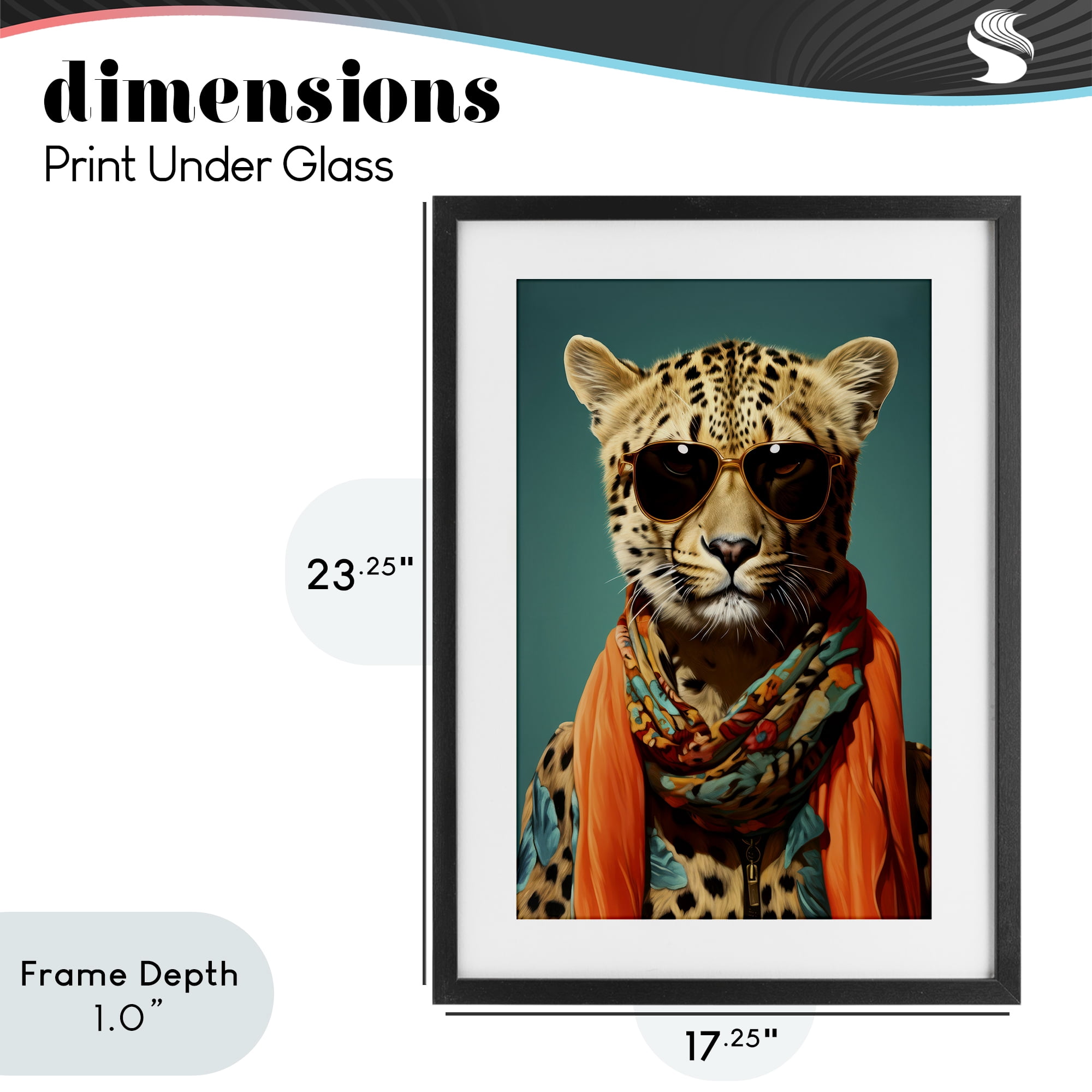 Stupell Industries Safari Glamour Leopard Black Framed Print Under Glass, design by Andrea Haase