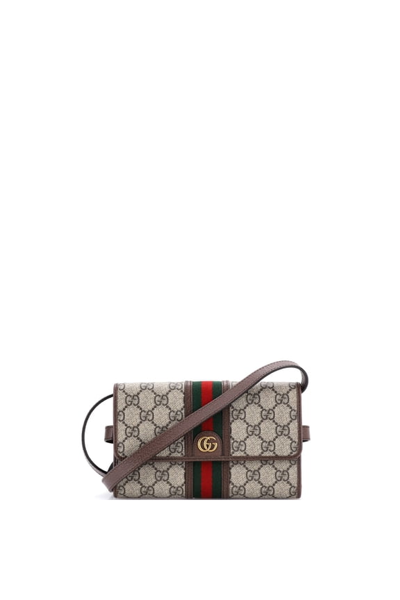 Pre-Owned Ophidia Trifold Wallet Crossbody Bag GG Coated Canvas Mini By Rebag
