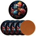 thumbnail image 2 of Fragmented Flowers 6PCS Round Car Coasters, Microfiber Leather Drink Cup Holders, 11x11 cm/4.3x4.3 in - Set of 6 Absorbent Car Coasters for Car, SUV, Truck, Easy to Clean Auto Accessories, 2 of 6