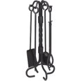 thumbnail image 1 of Ensemble d'Outils pour Foyer en Fer Forgé avec Support Torsadé, Noir - 5 Pcs, 1 of 1