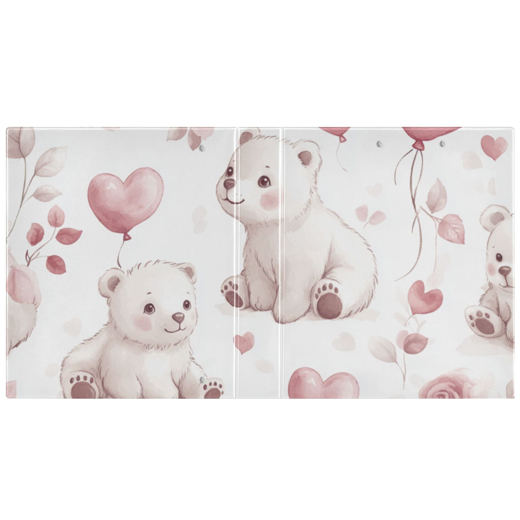 Cute Polar Bears 3 Ring Binders 1.5 inch Hardcover File Folders with Interior Pockets A4 Size Organizer for School Office Hospital