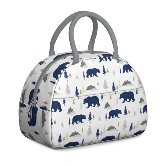 Sac à Lunch Isolé à Thème Hiver – Design Artistique Ours Polaire, Grand Sac Thermique pour Femmes, Travail et Pique-Niques de Week-End ( Écologique et Durable )