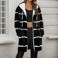 thumbnail image 2 of Women Base Zip up Fleece Hoodie Jacket, Stripe Color Block Tops with Pockets, Gradien Thermal Fuzzy Outerwear, 2 of 5