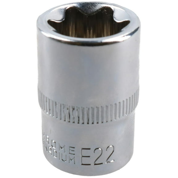 E22 Female Torx Socket Star Bit 1/2" Drive Standard External Chrome Vanadium
