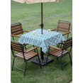 thumbnail image 4 of Outdoor Tablecloth with Umbrella Hole for Patio/Picnic/Party/Camping, Minimalist Art Waterproof Table Cloth Square Cover Washable, Boho Abstract Floral Lattice Light Blue (54"x 54"), 4 of 9