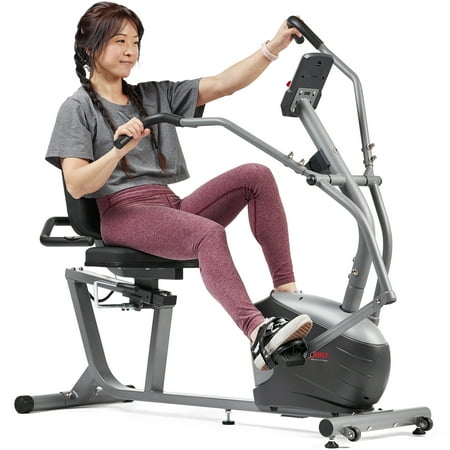 Sunny Health & Fitness Compact Performance Recumbent Bike with Dual Motion Arm Exercisers w Smart Bluetooth & FREE SunnyFit® App - SF-RB420032