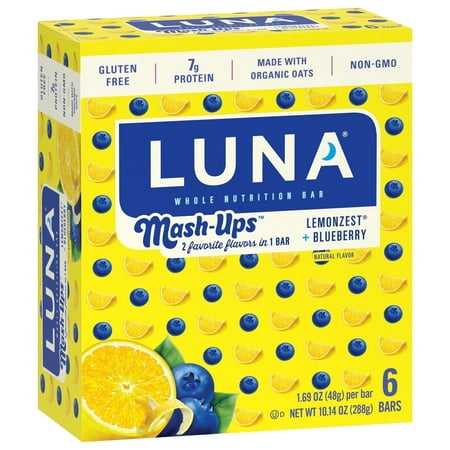 Luna Whole Nutrition Mash-Ups Bars LemonZest + Blueberry - 6 Bars Pack of 2