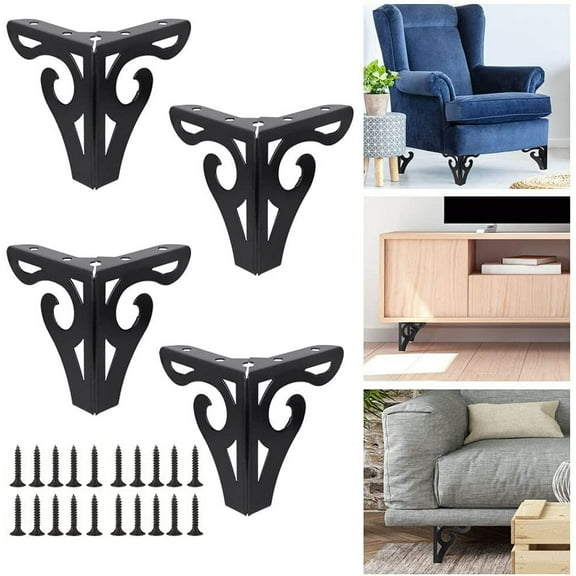 BUZIFU 4Pcs Furniture Legs 4 inch/10cm Modern Sofa Legs Metal Triangle Furniture Feet TV Stand and Cabinet Legs Table Legs DIY Replacement with Screws for Cabinet Cupboard Sofa Couch Chair Ottoman