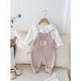 thumbnail image 5 of FEORJGP Little Boys Girls Knitted Overalls 3M 6M 9M 12M 2T 3T Toddler Baby Sleeveless Jumpsuits Front Pocket Solid Rompers Chunky Cable Knitwear Bodysozy Casual Daily Outfits for Spring Fall, 5 of 8