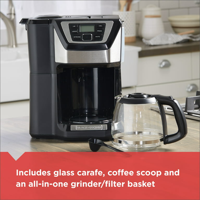 Black & Decker 12 Cup Mill and Brew Black & Stainless Steel Coffee 