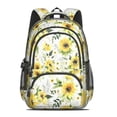 thumbnail image 2 of White Sunflower Backpack for School,Cute School Bag,Schoolbag with Adjustable Shoulder Straps & Padded Back,16.9 Inch, 2 of 5