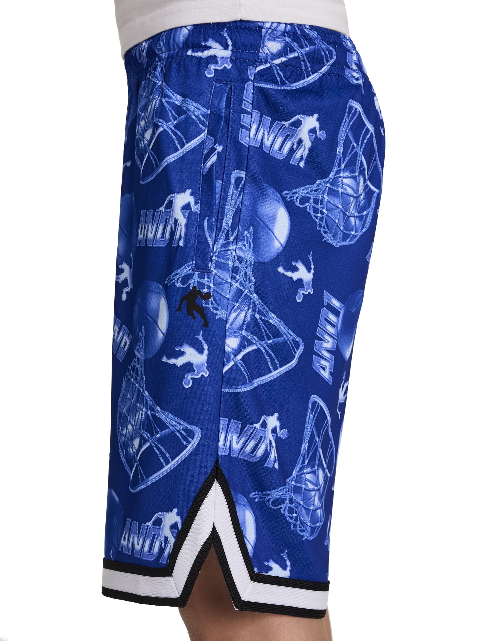 AND1 Boy's Athletic Platinum Short, 7" Inseam, Sizes 4-18