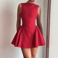 thumbnail image 2 of Women'S Summer Sleeveless Crew Neck Backless A-Line Mini Party Prom Dress Red L, 2 of 8