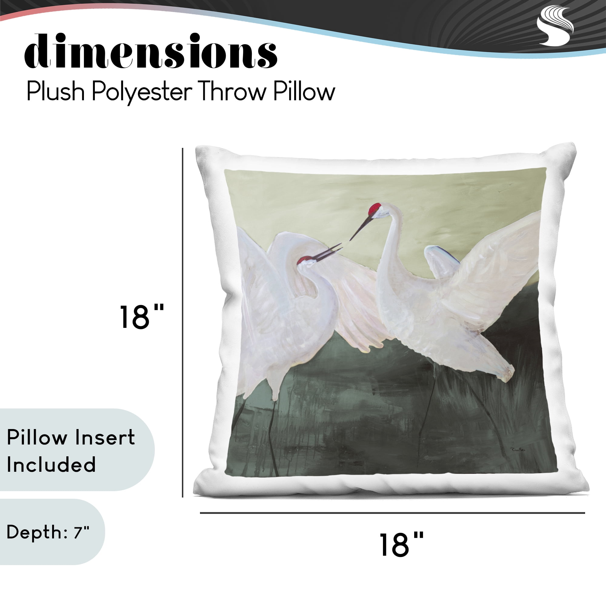 Stupell Industries White Sandhill Cranes Decorative Printed Throw Pillow, design by Robin Maria