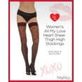 thumbnail image 2 of LoveMoi Women's All My Love Heart Sheer Thigh High Stockings - Womens - Female, S-M, Black-Red, 2 of 7