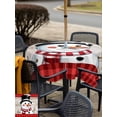 thumbnail image 4 of Outdoor Tablecloth with Umbrella Hole and Zipper, Christmas Snowman Square Table Cloth 60x60 Inch Waterproof Tablecloth, Xmas Farmhouse Red Plaid Wood Grain Picnic Table Cover for Patio Camping, 4 of 7