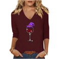 thumbnail image 2 of Heisall Womens Tops 2025 Fall Halloween Print V Neck Round Neck 3/4 Sleeve Loose Casual Blouses Halloween Fashion Shirts, 2 of 5