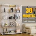 thumbnail image 3 of HOCCOT 4 Shelf Glass Display Cabinet with 12 Color LED Lights and Remote Control Wine Cabinet-White, 3 of 9