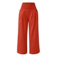 thumbnail image 4 of Linen Pants Women Linen High Waist Summer Beach Travel Vacation Wide Leg Sweatpants Women Orange Xl, 4 of 8