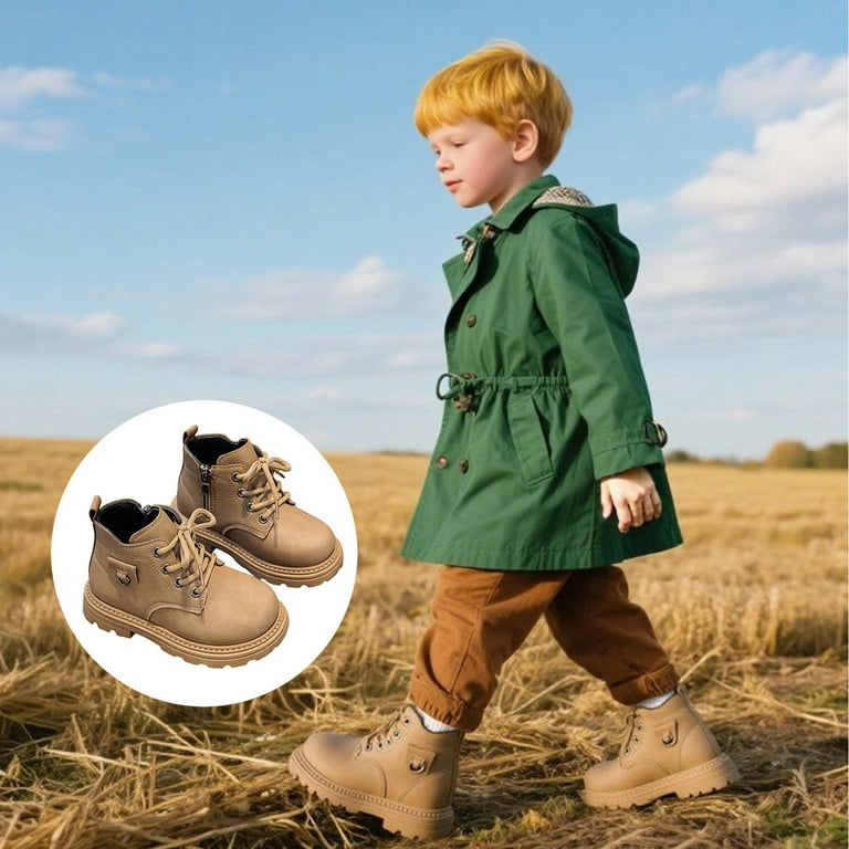 WZEIIOT Toddler Boys Boots Solid Color Zipper Frosted
