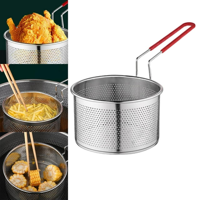 Cesta de freidora multiusos, herramienta de cocina con asa, colador de cesta, cesta de malla, colador para barbacoa, restaurante, cocina, fiesta en S Macarena Cesta para freír