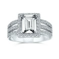 thumbnail image 2 of Bling Jewelry Womens Art Deco 3CT Rectangle CZ Emerald Cut Halo Engagement Ring, 2 of 6