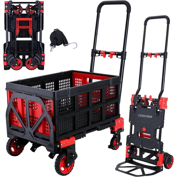 Carretilla portátil COOCHEER 2 en 1 plegable con capacidad de 150 kg