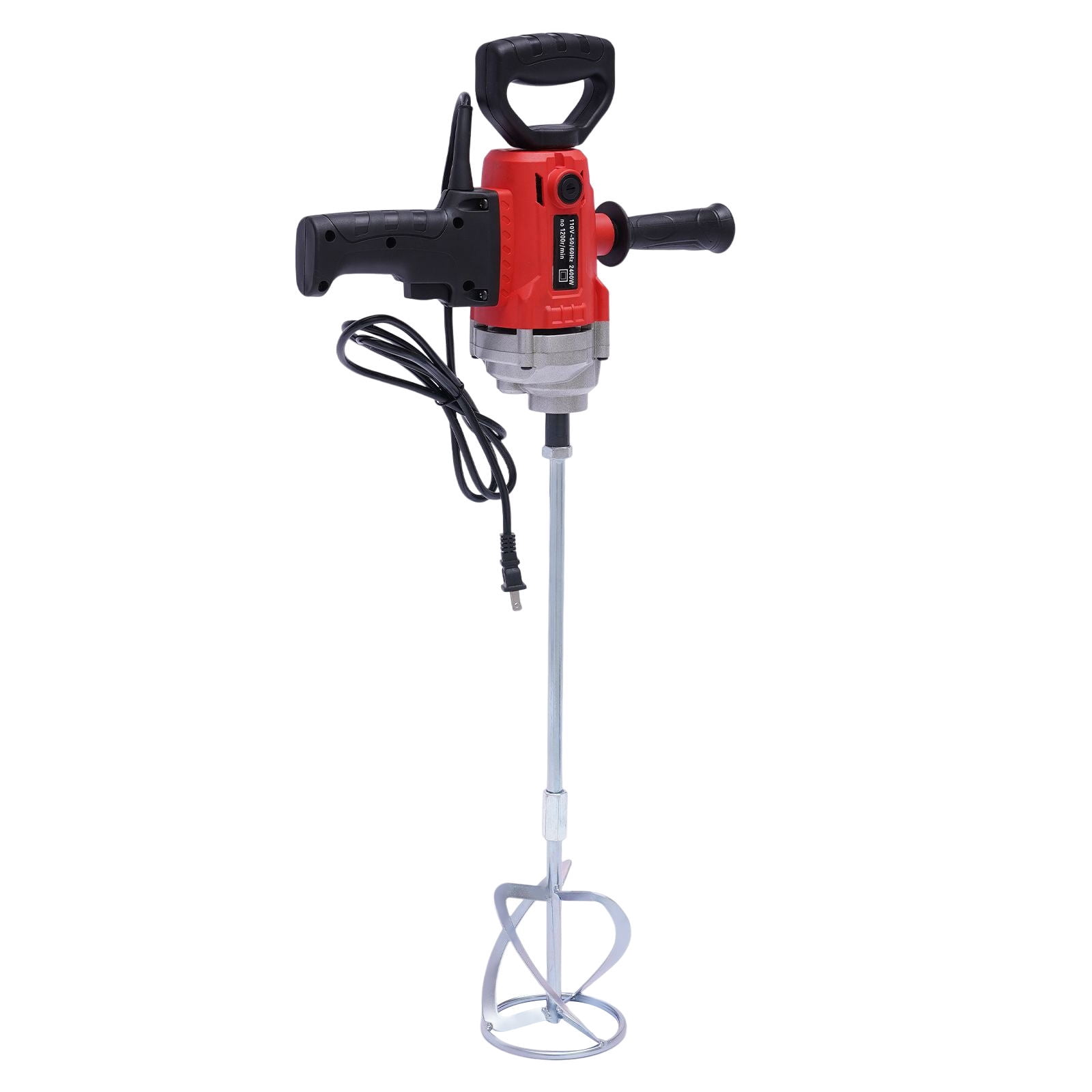 Wuzstar Electric Concrete Mud Mixer Corded Mixing Drill Machine Drill Mixer Set with Spade Handle 2400W