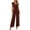 #0003-Coffee, variant on Women's 2 Piece Matching Lounge Set Sleeveless Surplice V Neck Tie Waist Peplum Top High Waist Wide Leg Pants Set