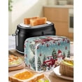 thumbnail image 5 of Fsddascl Teal Christmas Small Toaster Cover 2 Slice, Kitchen Appliance Covers, Xmas Snowman Truck Tree Balls Toaster Oven Cover with Loop, Bread Machine Cover Polyester Dust Cover Protection, 5 of 5