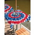 thumbnail image 2 of Outdoor Tablecloth with Umbrella Hole for Patio/Picnic/Party/Camping, Blue Red Tie-dye Waterproof Table Cloth Square Cover Washable, Vintage American Stars Abstract Art (60"x 60"), 2 of 8