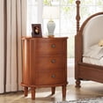 thumbnail image 4 of Finmind 3-Drawer Nightstand, Fully Assembled Oval Bedside Table with Storage, Walnut, 4 of 7
