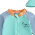 thumbnail image 4 of JUMESG Toddler Swimsuit Toddler Baby Boys Girl Swimsuit One Piece Long Sleeve Rash Guard Zipper Bathing Suit Swimwear with Hat Beachwear 0 3 6 12 18 24 Months 2T 3T 4T (Green,6-12 Months), 4 of 7
