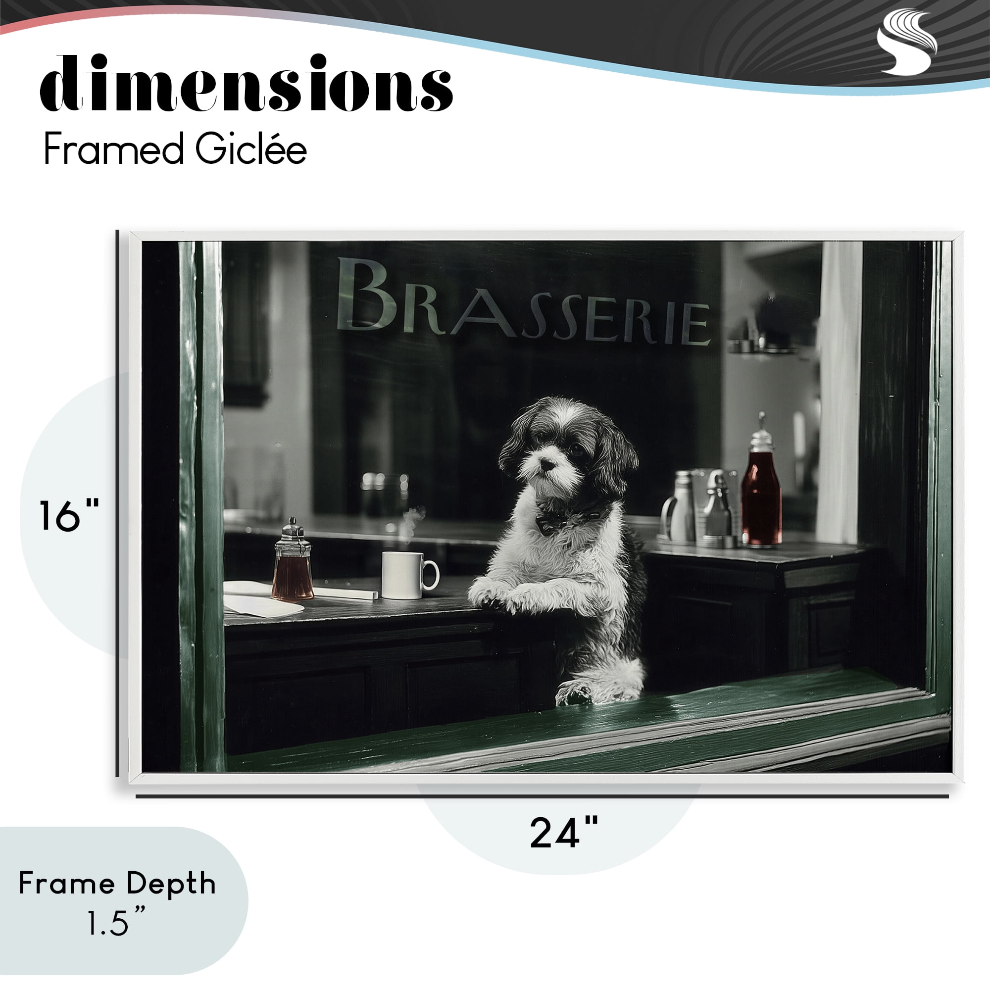 Stupell Industries Brasserie Vintage Dog in Window White Framed Giclee Art, design by Annabelle Hall