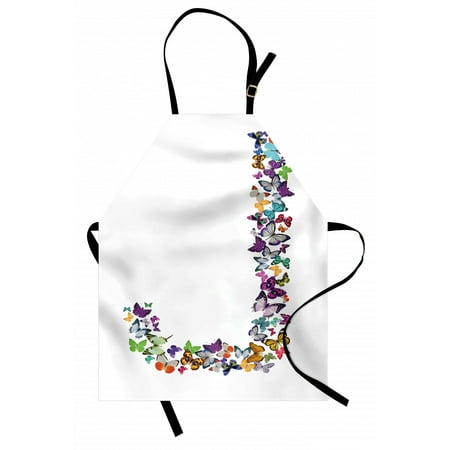 

Letter J Apron Alphabet and Nature Tropical Biological Monarch Collection of Wings Typeset ABC Unisex Kitchen Bib Apron with Adjustable Neck for Cooking Baking Gardening Multicolor by Ambesonne