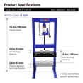 thumbnail image 2 of 12-Ton Hydraulic Shop Press with Press Plates, H-Frame Garage Benchtop Press with Adjustable Working Table, Red, 2 of 9