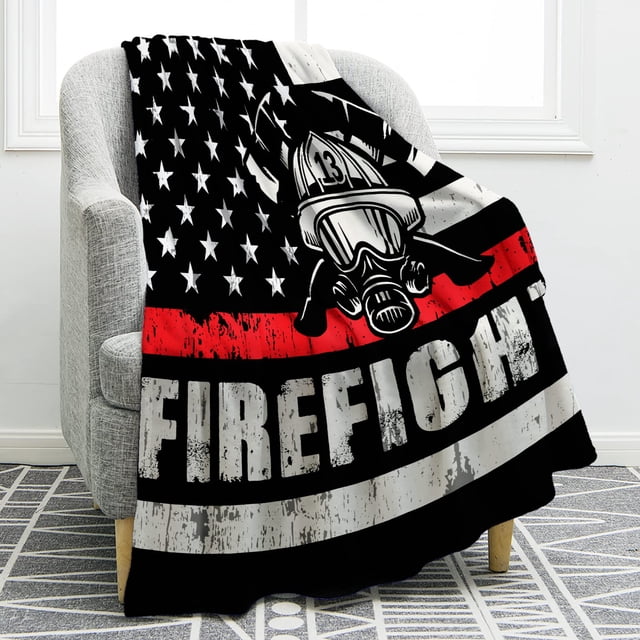 Manta de felpa Jekeno con forma de bombero, 127 x 152 cm, suave y cálida